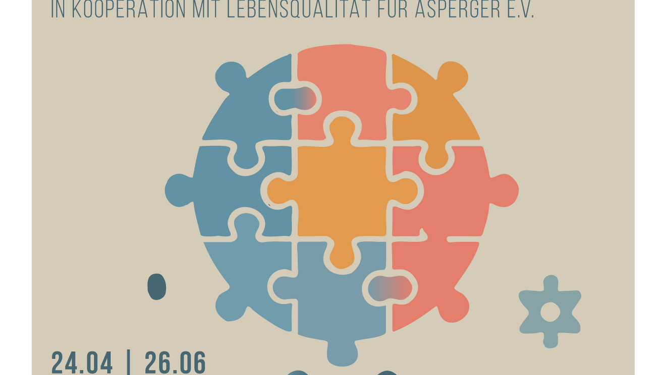 Plakat zur Asperger-Autismus-Selbsthilfegruppe, alle Informationen stets im Fließtext